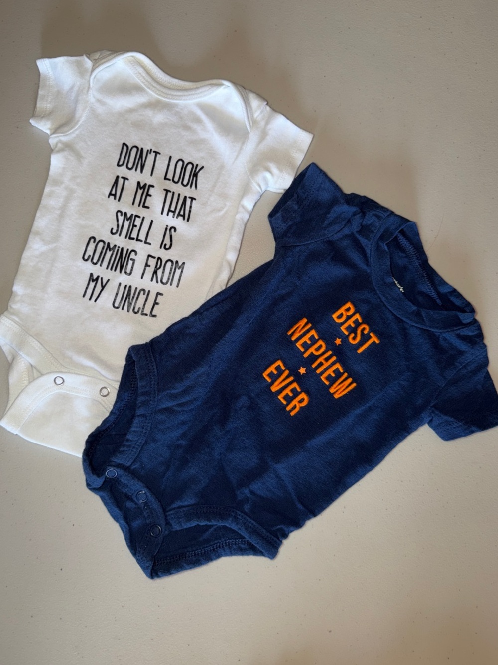 Gerber/Carter’s Uncle and Nephew Baby Onesies - White & Blue